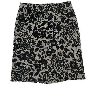 Ann Taylor Black Floral Skirt Size 4